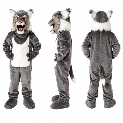 Wolf Mascot Costume in Gray and White with Roaring Face Adult