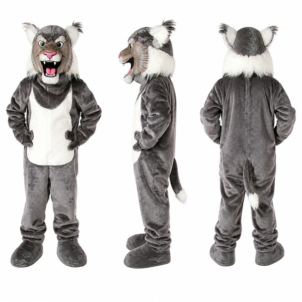 Wolf Mascot Costume in Gray and White with Roaring Face Adult