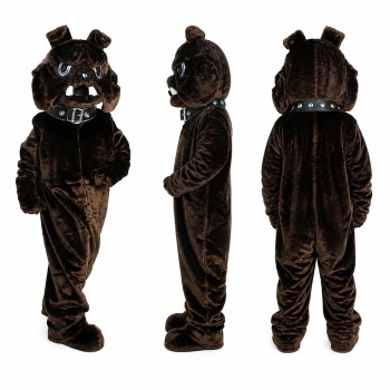 Bulldog Mascot Costume in Black with Tusks Adult