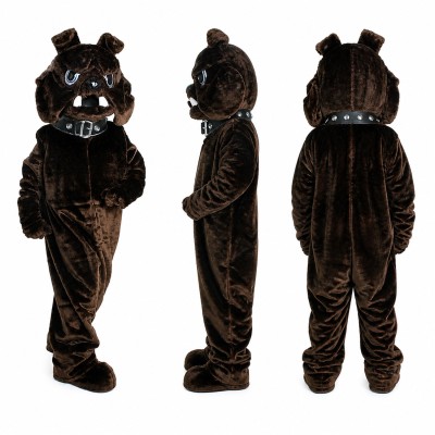Bulldog Mascot Costume in Black with Tusks Adult