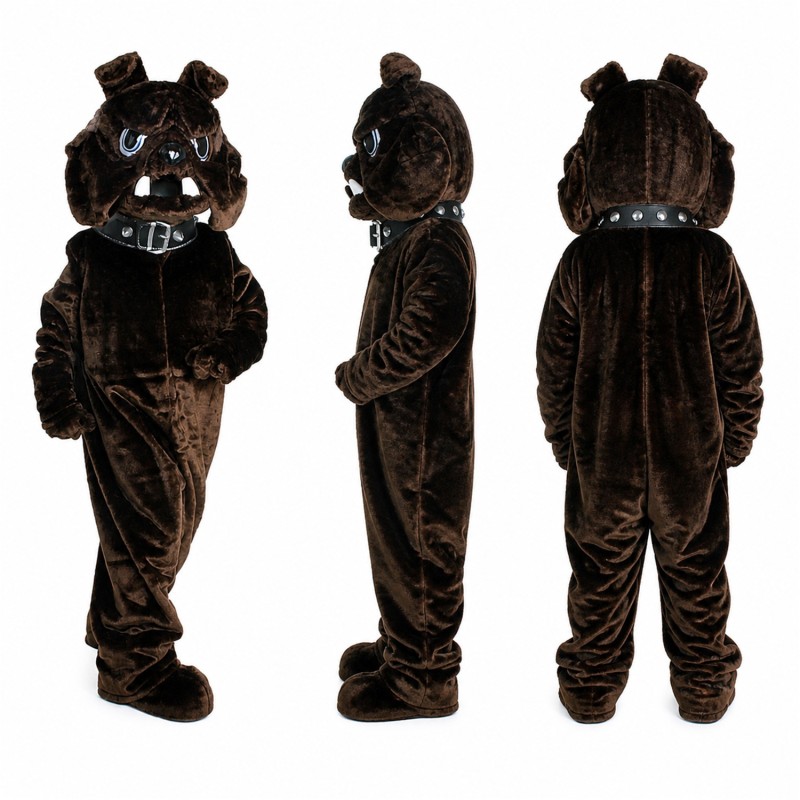 Bulldog Mascot Costume in Black with Tusks Adult