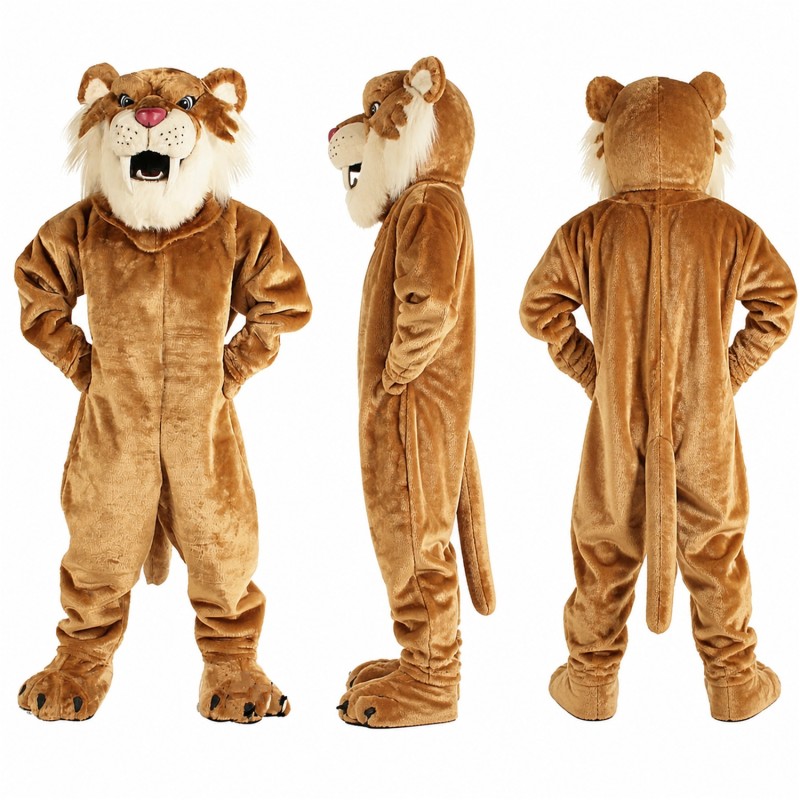 Lion Mascot Costume in Golden Brown with Dark Mane Adult