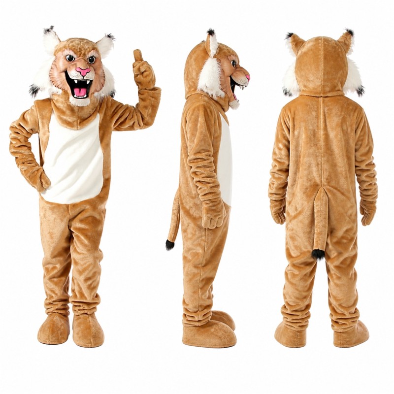 Lion Mascot Costume in Tan with White Belly and Raised Paw Adult