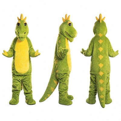 Dragon Mascot Costume in Light Green with Yellow Belly Adult