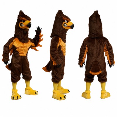 Eagle Mascot Costume in Brown with Orange Wing Tips Adult