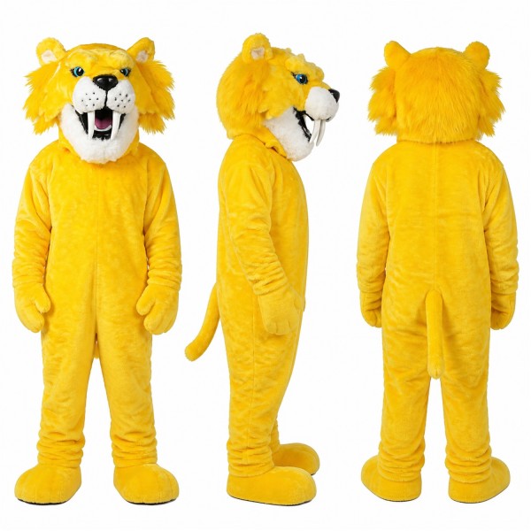 Lion Mascot Costume in Yellow with White Muzzle Adult