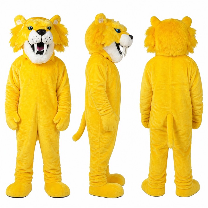 Lion Mascot Costume in Yellow with White Muzzle Adult