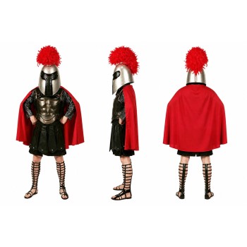 Gladiator Mascot Costume in Black and Red with Plumed Helmet Adult