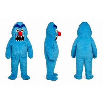 Monster Mascot Costume in Blue with Wide Toothy Mouth Adult