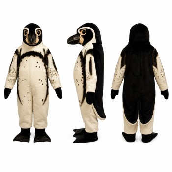 Penguin Mascot Costume in Cream with Speckled Belly Adult