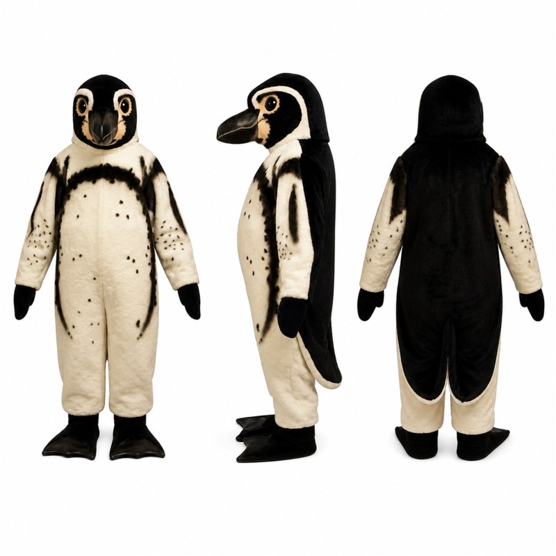 Penguin Mascot Costume in Cream with Speckled Belly Adult