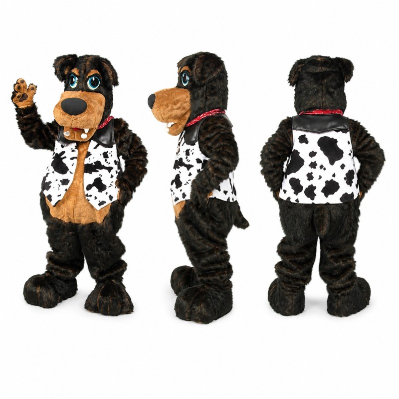 Formal Dog Mascot Costume in Black and White with Tuxedo Adult