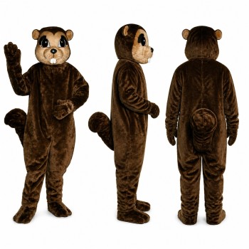 Squirrel Mascot Costume in Dark Brown with Curled Tail Adult