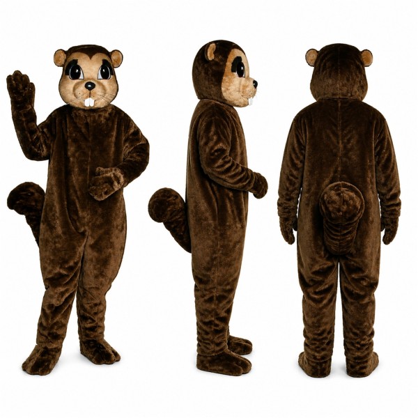 Squirrel Mascot Costume in Dark Brown with Curled Tail Adult