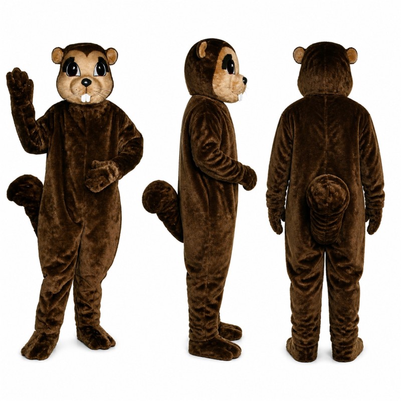 Squirrel Mascot Costume in Dark Brown with Curled Tail Adult