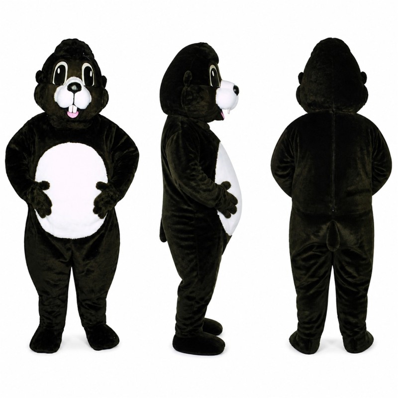 Skunk Mascot Costume in Black and White with Large Tail Adult