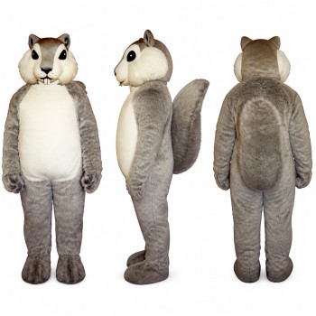 Squirrel Mascot Costume in Gray with White Belly Adult