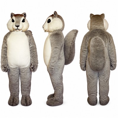 Squirrel Mascot Costume in Gray with White Belly Adult