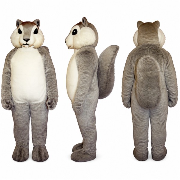 Squirrel Mascot Costume in Gray with White Belly Adult