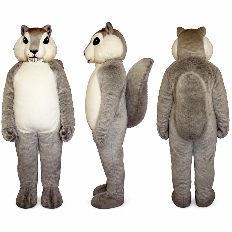 Squirrel Mascot Costume in Gray with White Belly Adult
