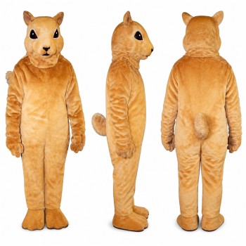 squirrel Mascot Costume in Golden Tan with Long Tail Adult