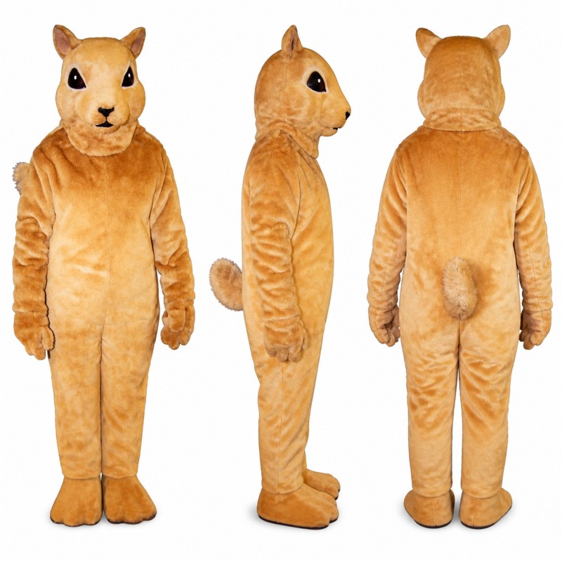 squirrel Mascot Costume in Golden Tan with Long Tail Adult