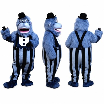 Monster Mascot Costume in Blue with Tuxedo and Top Hat Adult