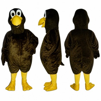 Black Bird Mascot Costume with Yellow Beak and Feet Adult