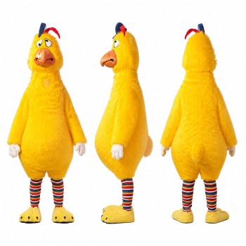 Chicken Mascot Costume in Yellow with Striped Socks Adult