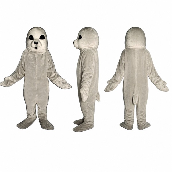 Seal Mascot Costume in Gray with Dark Eyes Adult