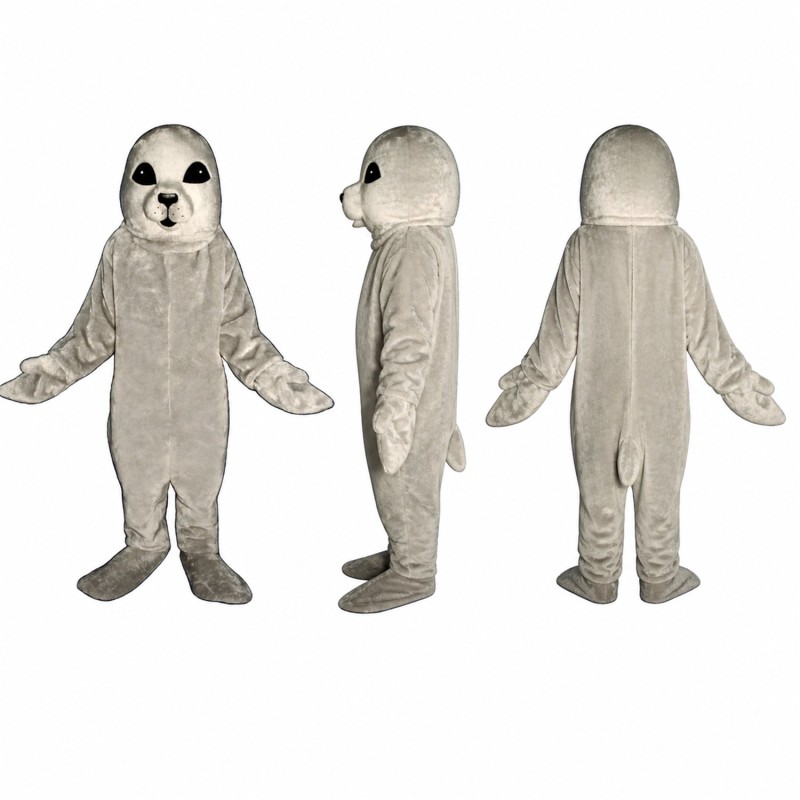 Seal Mascot Costume in Gray with Dark Eyes Adult