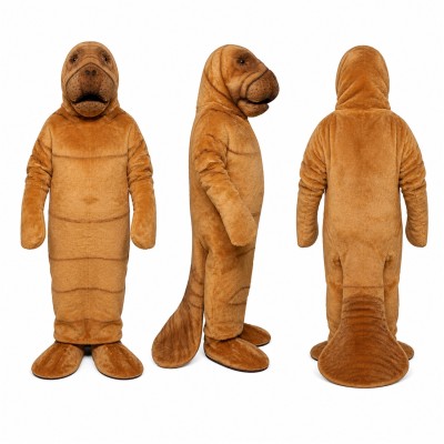 Walrus Mascot Costume in Brown with White Tusks Adult