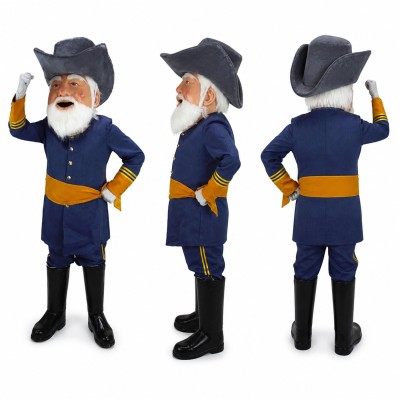 Colonial Guard Mascot Costume in Blue and Orange Adult