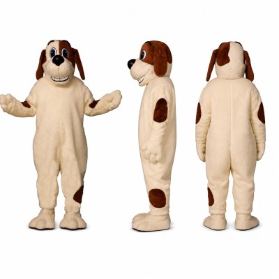 Dog Mascot Costume in Cream with Brown Ears Adult