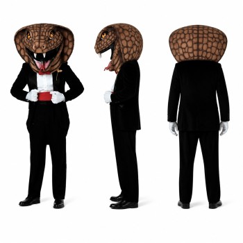 Cobra Mascot Costume in Black with Tuxedo Adult
