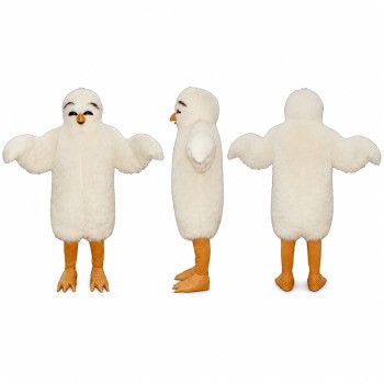 Chicken Mascot Costume in White with Orange Feet Adult