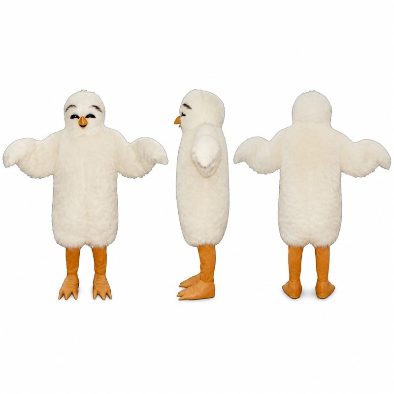 Chicken Mascot Costume in White with Orange Feet Adult