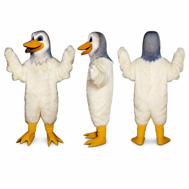 Duck Mascot Costume in White with Orange Beak and Yellow Feet Adult