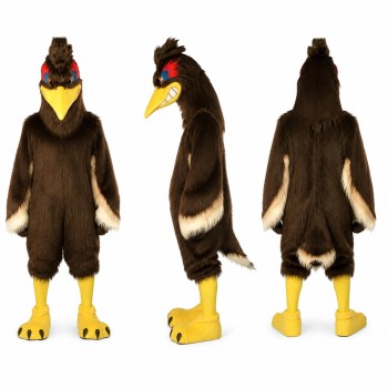 Eagle Mascot Costume in Brown with Yellow Beak and Feet Adult