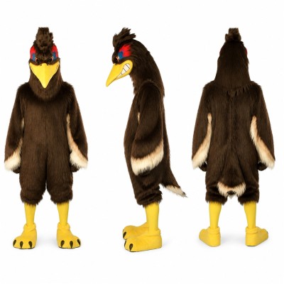 Eagle Mascot Costume in Brown with Yellow Beak and Feet Adult
