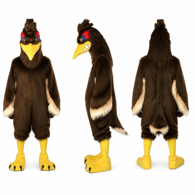 Eagle Mascot Costume in Brown with Yellow Beak and Feet Adult