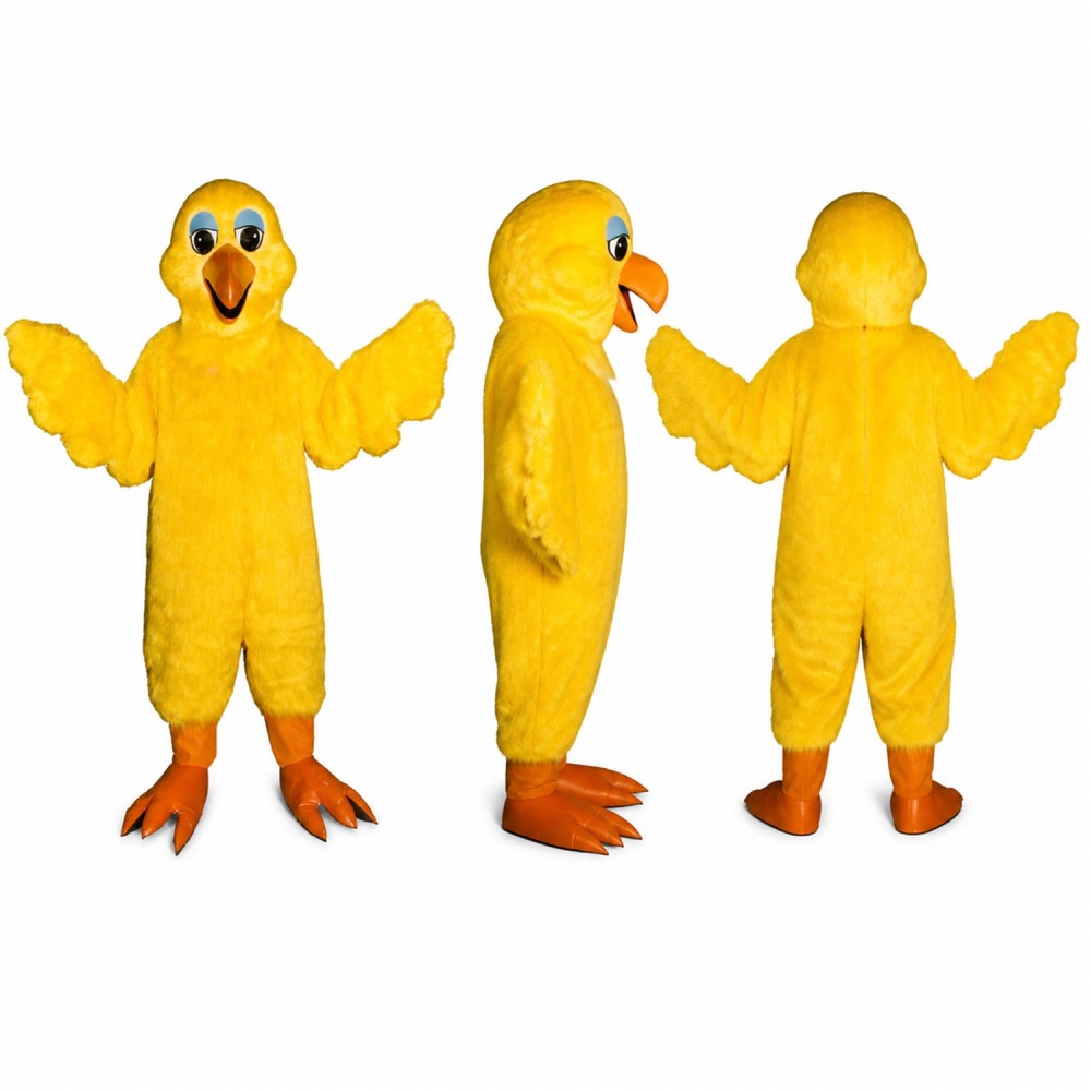 Chick Mascot Costume in Yellow with Spread Wings Adult