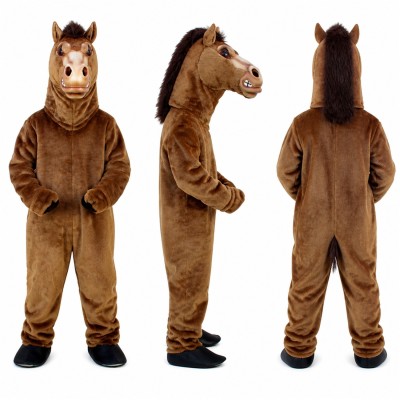 Horse Mascot Costume in Brown with Dark Mane Adult