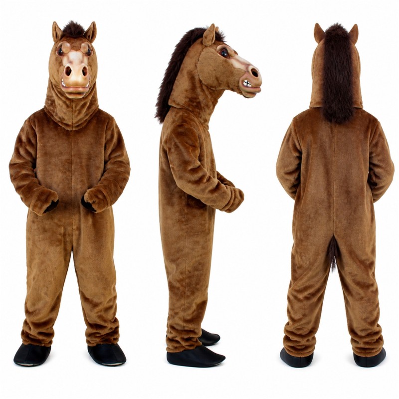 Horse Mascot Costume in Brown with Dark Mane Adult