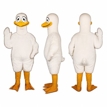 Duck Mascot Costume in White with Orange Feet Adult