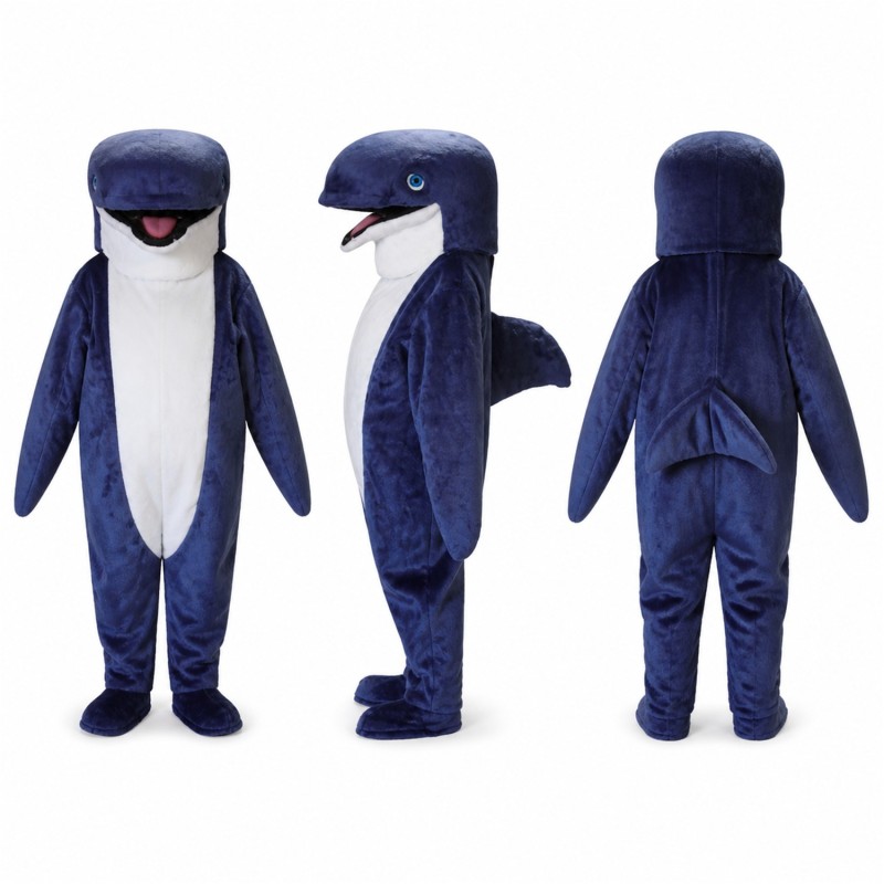 Shark Mascot Costume in Blue with Dark Visor Adult