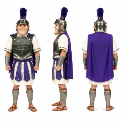 Gladiator Mascot Costume in Gray and Purple with Plumed Helmet Adult