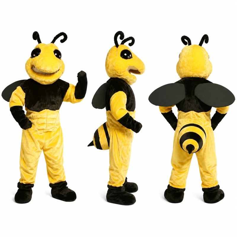 Bee Mascot Costume in Yellow and Black with Yellow Trousers Adult
