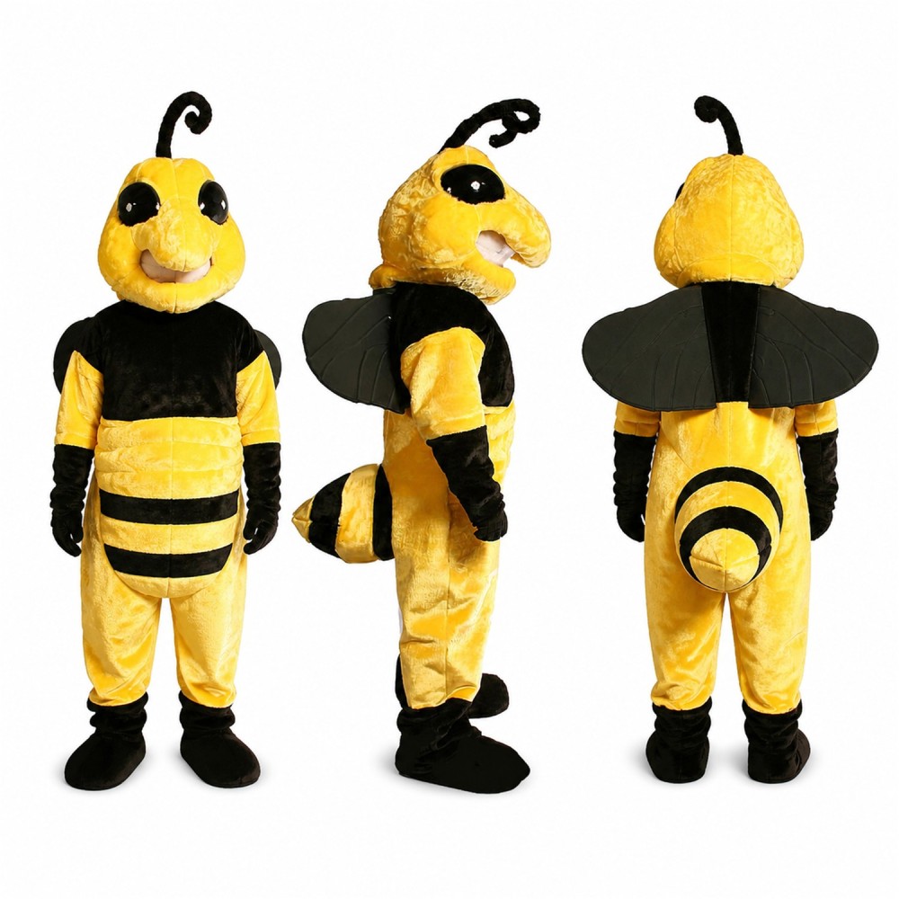 Bee Mascot Costume in Yellow and Black Adult