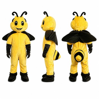 Bee Mascot Costume in Yellow and Black with Wings Adult
